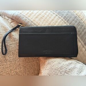 Margot NY Gabby NWOT Black Textured Leather Wristlet/Wallet 8x4.5